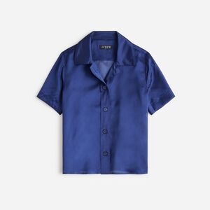 NWT J. Crew Gamine Button Down Shirt in Sheer Organza Blend Blue
